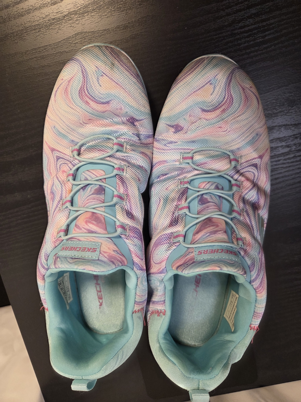 Skechers Women's Pastel Marble Slip-On Sneakers - Pink/Blue
